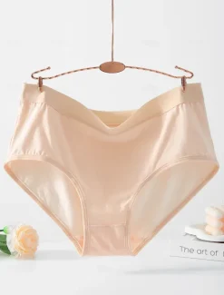 Sale Women's Boyshorts 1 PC Underwear Simple Classic Pure Color Cotton Mid Waist Plus Size Gender Neutral Light Blue Black Pink M L XL Home Outfits Women Lingerie
