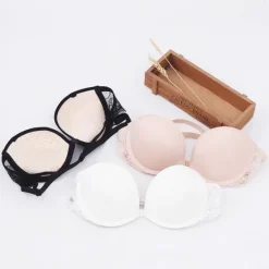 New Women's Bras & Bralettes Tube Bra Strapless Demi Cup Solid Color V Neck Stretchy Breathable Invisible Casual Daily Nylon White / 1 PC Home Outfits Women Lingerie