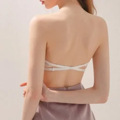 New Women's Bras & Bralettes Tube Bra Strapless Demi Cup Solid Color V Neck Stretchy Breathable Invisible Casual Daily Nylon White / 1 PC Home Outfits Women Lingerie