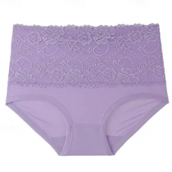 Clearance Women's Brief Underwear 1 PC Underwear Fashion Simple Sexy Lace Hole Flower High Waist Sexy Black Purple Pink M L XL Home Outfits Women Lingerie