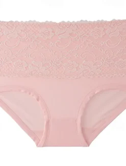 Online Women's Brief Underwear 1 PC Underwear Fashion Simple Sexy Lace Hole Flower High Waist Sexy Black Purple Pink M L XL Home Outfits Women Lingerie