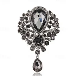 Online Women's Brooches Pear Cut Solitaire Party Ladies Luxury Work Fashion Crystal Cubic Zirconia Rhinestone Brooch Jewelry Purple Blue Gold For Party Wedding Special Occasion Anniversary Birthday Gift Women Trendy Jewelry