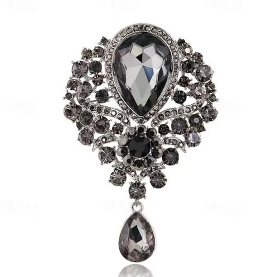 Online Women's Brooches Pear Cut Solitaire Party Ladies Luxury Work Fashion Crystal Cubic Zirconia Rhinestone Brooch Jewelry Purple Blue Gold For Party Wedding Special Occasion Anniversary Birthday Gift Women Trendy Jewelry