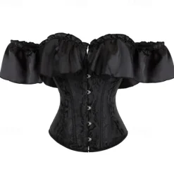 New Women's Bustier Corset Top Lace up Overbust Carnival Party Wedding Party Club Corsets Hot Sexy Pure Color Buckle Home Outfits Women Shapewear