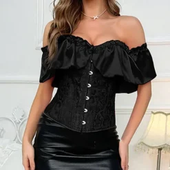 New Women's Bustier Corset Top Lace up Overbust Carnival Party Wedding Party Club Corsets Hot Sexy Pure Color Buckle Home Outfits Women Shapewear
