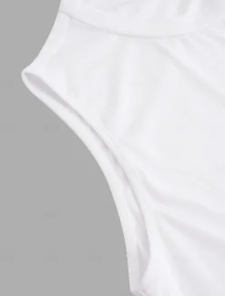 Women's Camisole Tank Top Sleeveless Round Neck White Asymmetrical Layered Elegant Draped Summer Spring Casual Workwear Regular Fit Versatile Top Clothing Apparel Women Tank Tops & Camis