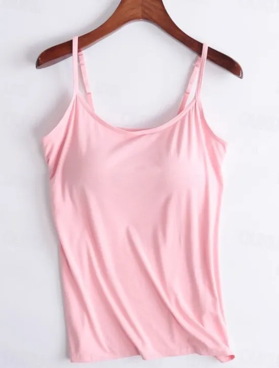 Online Women's Camisole Tank Top Solid Color Daily Casual Sleeveless Strap Regular Tops Daily Black White Pink Purple Fuchsia Summer Women Tank Tops & Camis