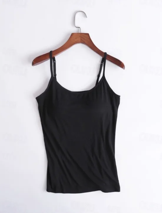 Online Women's Camisole Tank Top Solid Color Daily Casual Sleeveless Strap Regular Tops Daily Black White Pink Purple Fuchsia Summer Women Tank Tops & Camis