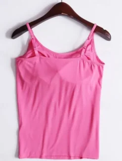 Online Women's Camisole Tank Top Solid Color Daily Casual Sleeveless Strap Regular Tops Daily Black White Pink Purple Fuchsia Summer Women Tank Tops & Camis