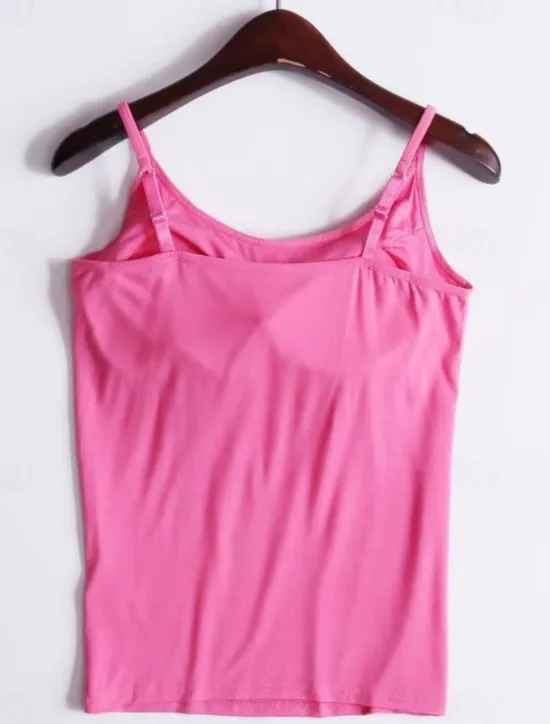 Online Women's Camisole Tank Top Solid Color Daily Casual Sleeveless Strap Regular Tops Daily Black White Pink Purple Fuchsia Summer Women Tank Tops & Camis