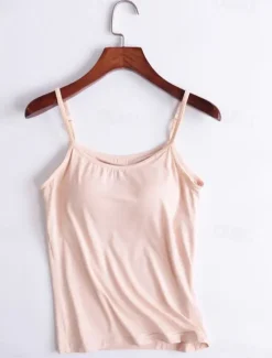 Online Women's Camisole Tank Top Solid Color Daily Casual Sleeveless Strap Regular Tops Daily Black White Pink Purple Fuchsia Summer Women Tank Tops & Camis
