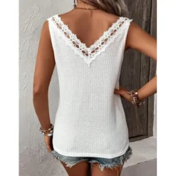 Hot Women's Camisole Tank Top Stylish Lace Eyelet Sleeveless Sleeveless V Neck Daily Summer Women Tank Tops & Camis