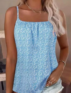 Hot Women's Camisole Tank Top Floral Daily Casual Sleeveless Strap Regular Tops Daily Print Pink Sky Blue Gray Summer Women Tank Tops & Camis