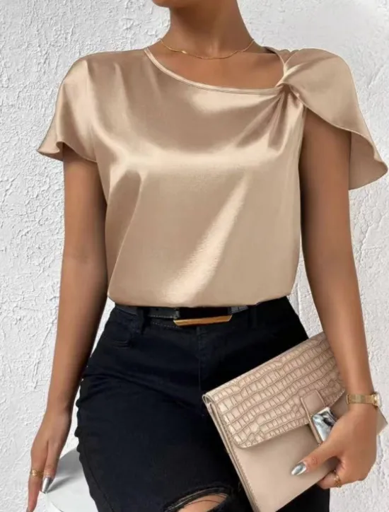 Best Women's Camisole Tank Top Solid Color Elegant Stylish Short Sleeve V Neck Regular Tops Wedding Guest Work Black Pink Navy Blue Green Khaki Summer Spring Women Tank Tops & Camis
