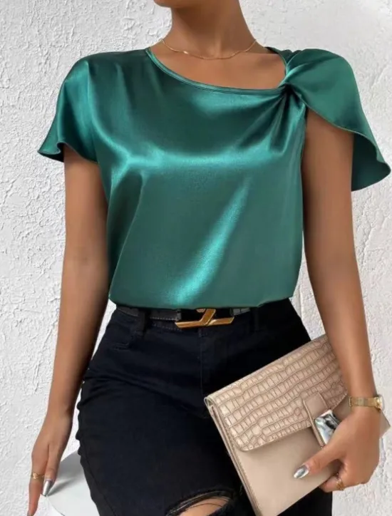 Best Women's Camisole Tank Top Solid Color Elegant Stylish Short Sleeve V Neck Regular Tops Wedding Guest Work Black Pink Navy Blue Green Khaki Summer Spring Women Tank Tops & Camis