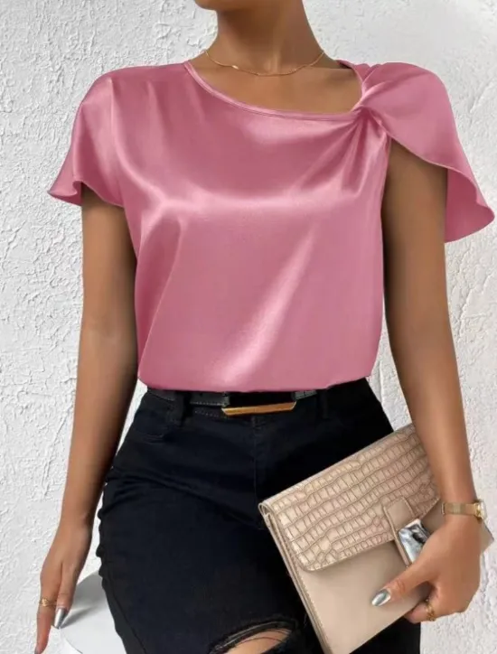 Best Women's Camisole Tank Top Solid Color Elegant Stylish Short Sleeve V Neck Regular Tops Wedding Guest Work Black Pink Navy Blue Green Khaki Summer Spring Women Tank Tops & Camis