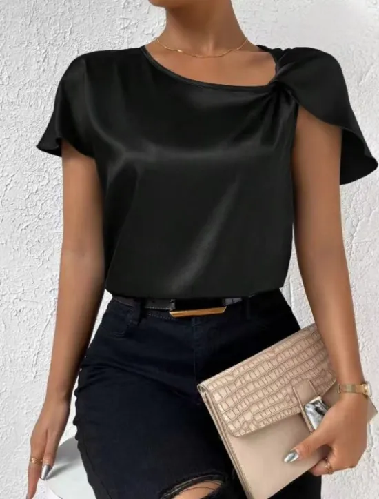 Best Women's Camisole Tank Top Solid Color Elegant Stylish Short Sleeve V Neck Regular Tops Wedding Guest Work Black Pink Navy Blue Green Khaki Summer Spring Women Tank Tops & Camis
