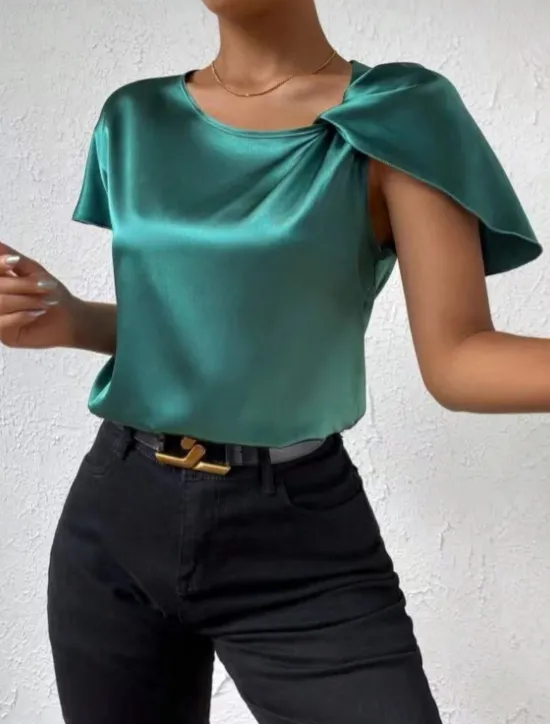 Best Women's Camisole Tank Top Solid Color Elegant Stylish Short Sleeve V Neck Regular Tops Wedding Guest Work Black Pink Navy Blue Green Khaki Summer Spring Women Tank Tops & Camis
