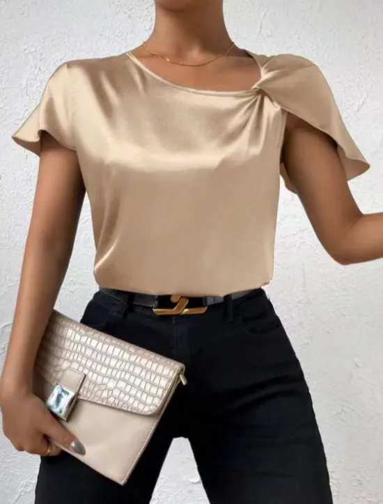 Best Women's Camisole Tank Top Solid Color Elegant Stylish Short Sleeve V Neck Regular Tops Wedding Guest Work Black Pink Navy Blue Green Khaki Summer Spring Women Tank Tops & Camis