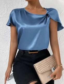 Best Women's Camisole Tank Top Solid Color Elegant Stylish Short Sleeve V Neck Regular Tops Wedding Guest Work Black Pink Navy Blue Green Khaki Summer Spring Women Tank Tops & Camis