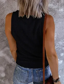 Online Women's Camisole Tank Top Solid Color Stylish Casual Sleeveless V Neck Regular Tops Daily Buttons Black White Pink Summer Women Tank Tops & Camis