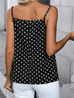 Discount Women's Camisole Tank Top Polka Dot Daily Sleeveless Strap Regular Tops Daily Backless Print Summer Women Tank Tops & Camis