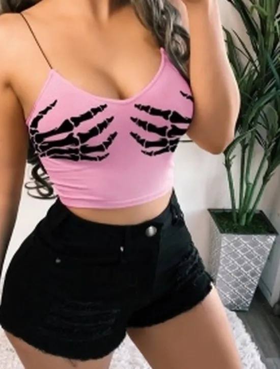 Discount Women's Camisole Tank Top Camisole Crop Top Fashion Bull Print Sleeveless Sleeveless Crop Tops U Neck Party Casual Black White Pink Wine Summer Women Tank Tops & Camis