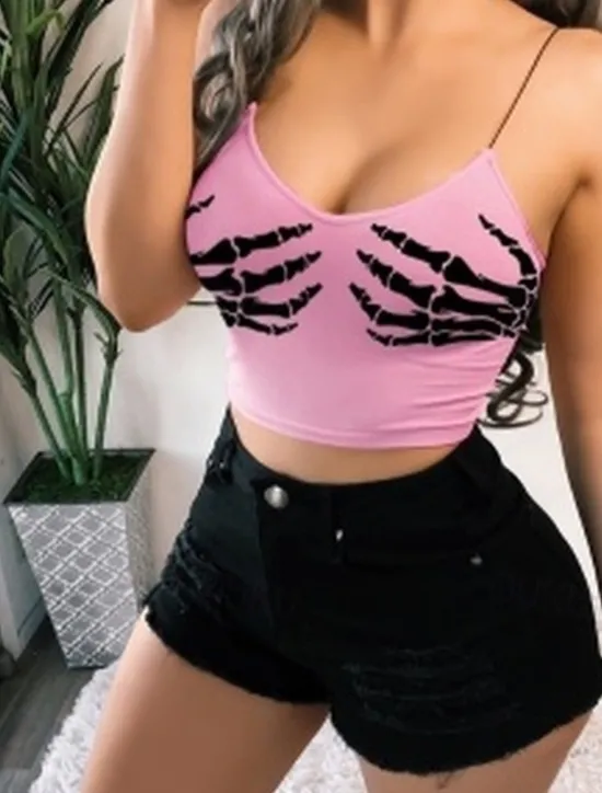 Discount Women's Camisole Tank Top Camisole Crop Top Fashion Bull Print Sleeveless Sleeveless Crop Tops U Neck Party Casual Black White Pink Wine Summer Women Tank Tops & Camis