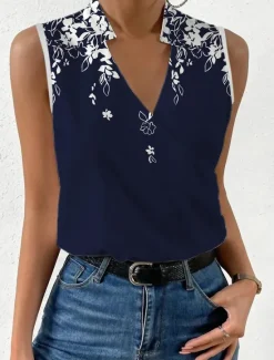 Clearance Women's Camisole Tank Top Basic Floral Print Sleeveless Regular Tops V Neck Casual Holiday Women Tank Tops & Camis|Spring Tops