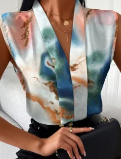 New Women's Camisole Tank Top Ombre Floral Graphic Stylish Casual Sleeveless V Neck Regular Tops Daily Print White Blue Brown Khaki Summer Spring Women Tank Tops & Camis