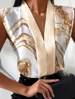 New Women's Camisole Tank Top Ombre Floral Graphic Stylish Casual Sleeveless V Neck Regular Tops Daily Print White Blue Brown Khaki Summer Spring Women Tank Tops & Camis