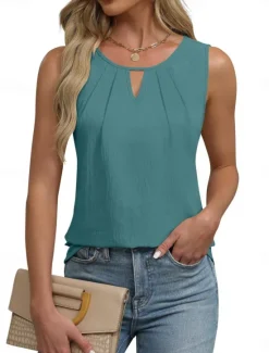Hot Women's Camisole Tank Top Solid Color Daily Casual Sleeveless Crew Neck Regular Tops Daily White Fuchsia Green Apricot Summer Women Tank Tops & Camis