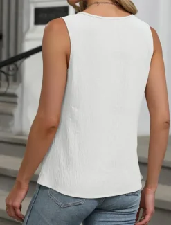 Hot Women's Camisole Tank Top Solid Color Daily Casual Sleeveless Crew Neck Regular Tops Daily White Fuchsia Green Apricot Summer Women Tank Tops & Camis