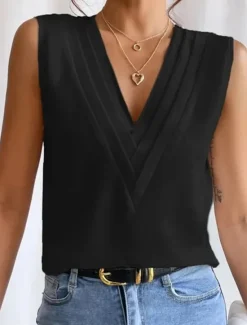 Clearance Women's Camisole Tank Top Elegant Vintage Fashion Sleeveless Sleeveless Regular Tops V Neck Casual Black White Wine Blue Women Tank Tops & Camis