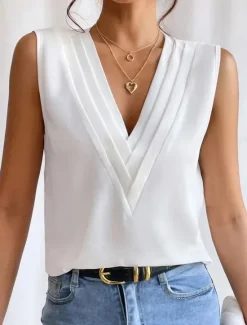 Clearance Women's Camisole Tank Top Elegant Vintage Fashion Sleeveless Sleeveless Regular Tops V Neck Casual Black White Wine Blue Women Tank Tops & Camis