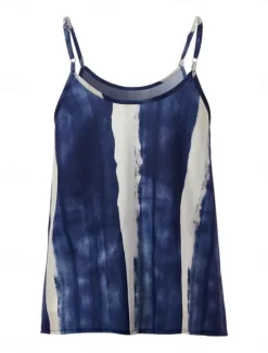 Online Women's Camisole Tank Top Tie Dye Stylish Casual Sleeveless Strap Regular Tops Daily Backless Print Yellow Navy Blue Light Grey Summer Women Tank Tops & Camis