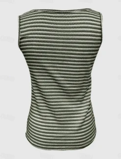 Sale Women's Camisole Tank Top Striped Tropical Daily Stylish Sleeveless U Neck Regular Tops Daily Buttons Print Black Wine Army Green Blue Green Summer Women Tank Tops & Camis