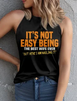 Sale Women's Camisole Tank Top Graphic Letter Stylish Casual Sleeveless Crew Neck Regular Tops Daily Print Black Pink Blue Green Summer Women Tank Tops & Camis