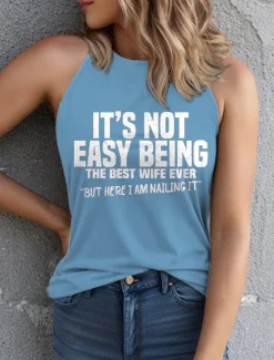 Sale Women's Camisole Tank Top Graphic Letter Stylish Casual Sleeveless Crew Neck Regular Tops Daily Print Black Pink Blue Green Summer Women Tank Tops & Camis