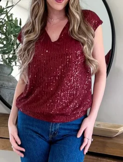 Best Women's Camisole Tank Top Solid Color Basic Casual Sleeveless V Neck Regular Tops Daily Sequins Black Wine Summer Spring Women Tank Tops & Camis