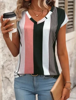 Women's Camisole Tank Top Graphic Striped Vintage Stylish Casual Sleeveless V Neck Regular Tops Daily Print Summer Women Tank Tops & Camis