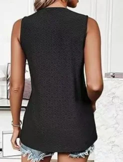 Clearance Women's Camisole Tank Top Solid Color Basic Casual Sleeveless Crew Neck Regular Tops Daily Eyelet Black Pink Wine Sky Blue Summer Women Tank Tops & Camis|Blouses & Shirts