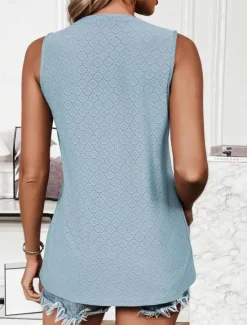 Clearance Women's Camisole Tank Top Solid Color Basic Casual Sleeveless Crew Neck Regular Tops Daily Eyelet Black Pink Wine Sky Blue Summer Women Tank Tops & Camis|Blouses & Shirts