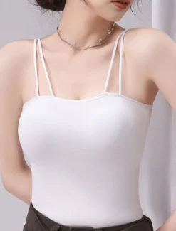 Outlet Women's Camisole Tank Top Basic Sleeveless Regular Tops Strapless White Brown Gray Summer Women Tank Tops & Camis