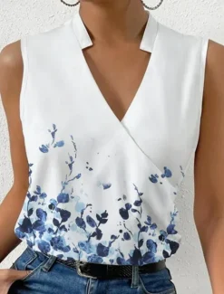 Online Women's Camisole Tank Top Floral Stylish Casual Sleeveless V Neck Regular Tops Daily Print Red Blue Green Gray Summer Women Tank Tops & Camis