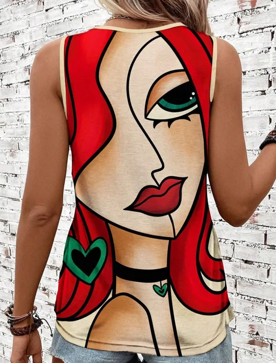 Discount Women's Camisole Tank Top Vest Daily Color Block Geometric Sleeveless Summer Women Tank Tops & Camis