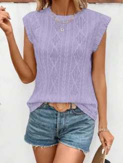 Sale Women's Camisole Tank Top Solid Color Daily Stylish Casual Sleeveless Crew Neck Regular Tops Daily White Sky Blue Purple Green Apricot Summer Women Tank Tops & Camis