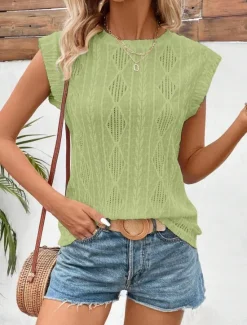 Sale Women's Camisole Tank Top Solid Color Daily Stylish Casual Sleeveless Crew Neck Regular Tops Daily White Sky Blue Purple Green Apricot Summer Women Tank Tops & Camis