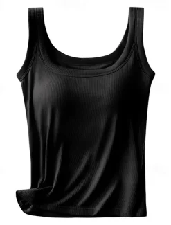 Sale Women's Camisole Tank Top Basic Sleeveless Regular Tops Crew Neck Black White Khaki Beige Gray Summer Women Tank Tops & Camis