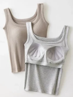Sale Women's Camisole Tank Top Basic Sleeveless Regular Tops Crew Neck Black White Khaki Beige Gray Summer Women Tank Tops & Camis